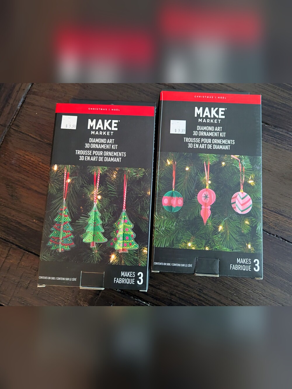 Makers Market Green and Pink Diamond Art Holiday Ornament Kit (Set)
